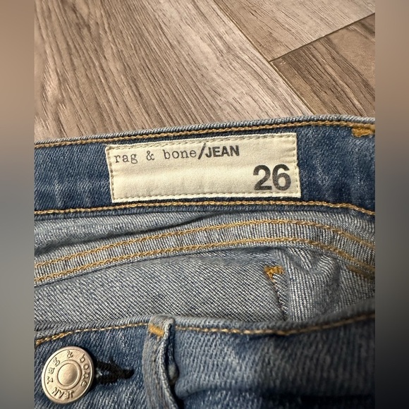 Rag & Bone Racer Relay Denim‎ Jeans Size 26 Blue White Stripes Skinny Low Rise - Picture 7 of 8